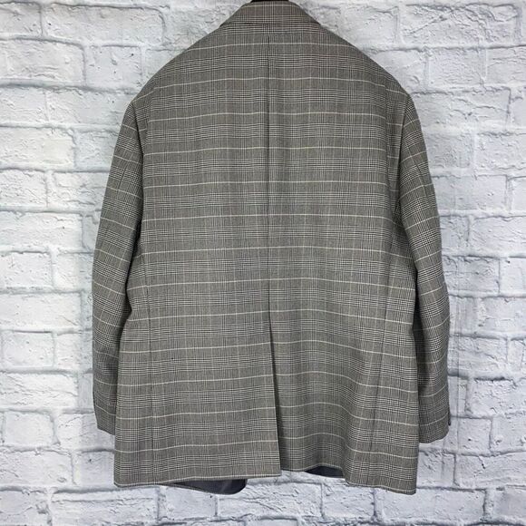 Stafford essentials mens 44R black & white button plaid blazer - Picture 8 of 13